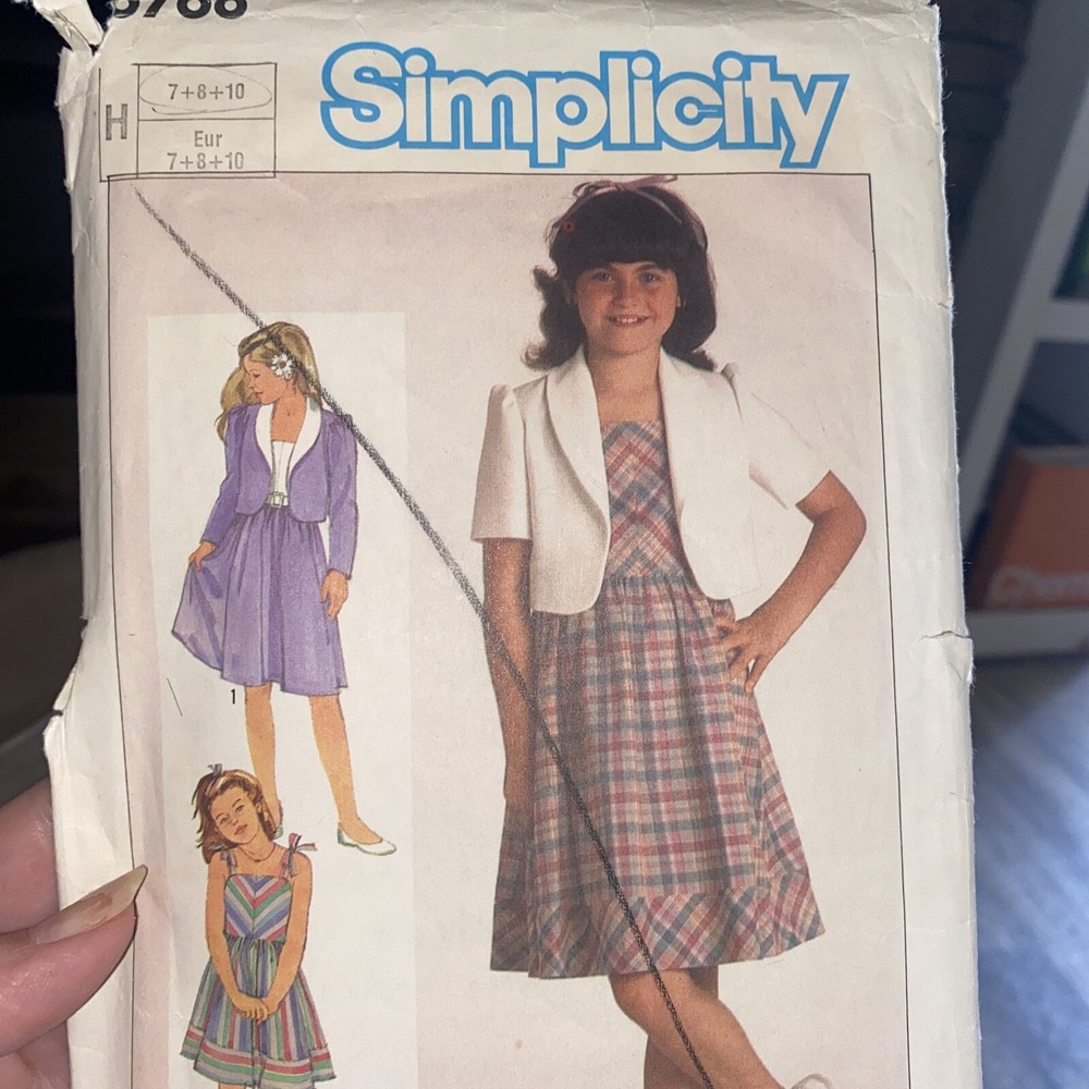 Vintage Simplicity 6768 Girls Dress and Jacket Sewing Pattern Size 7-10 Cut